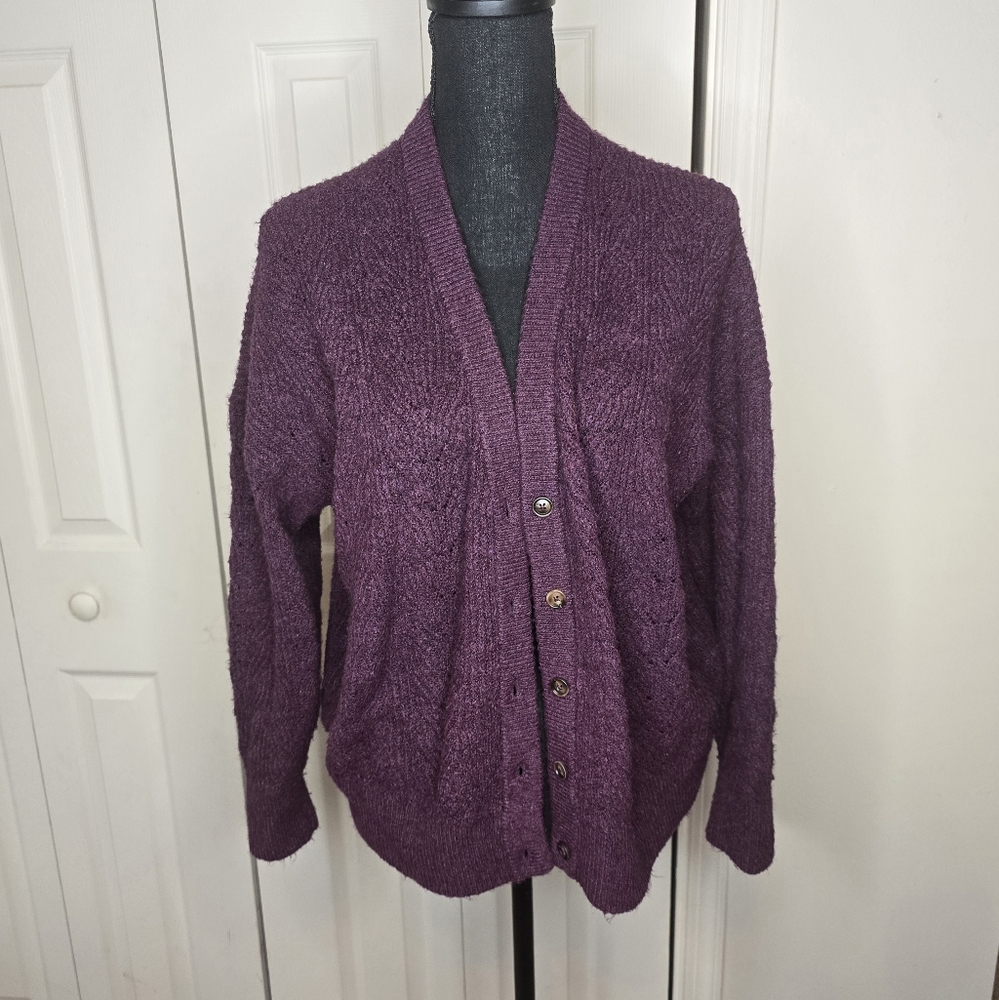 Torrid Purple Knit Cardigan Sweater, Sz 0 (L)